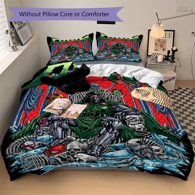 Doom Lord Bedding 3 Piece Set HD Print Duvet Cover Pillowcases for Teens Adult Bedroom Decoration Christmas Gift