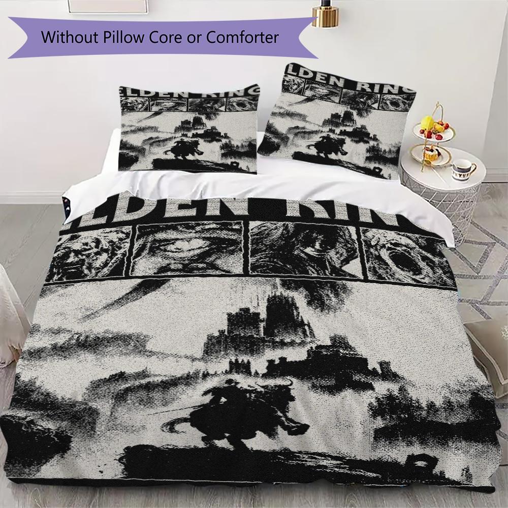 

Elden Ring Pattern Bedding uilt Set uilt Cover Pillowcase Home Decoration Birthday Gift (1 * duvet cover + 2 * pillowcase without core) 135x200cm
