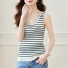 U-neck Striped Knitted Vest for Women In Hot Season New Style for Outside and Inside Design Top
