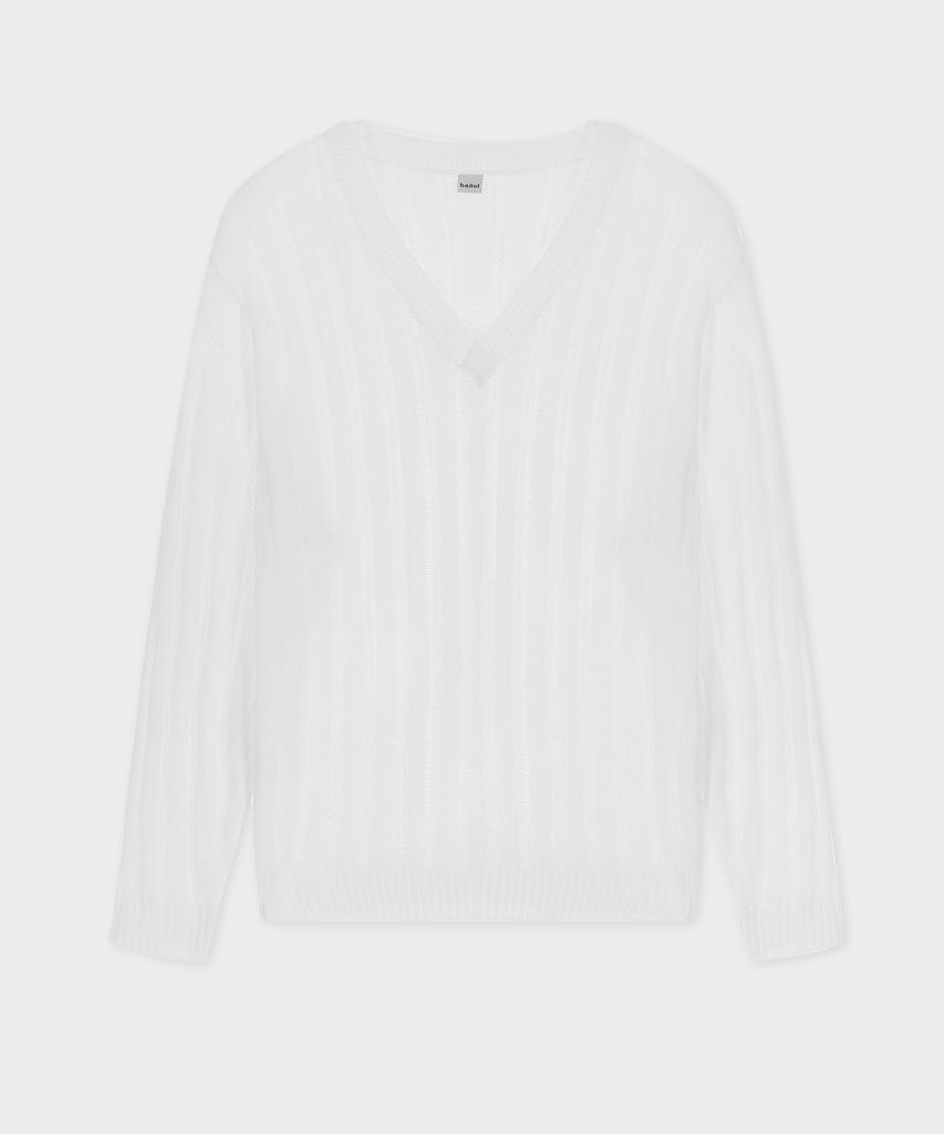 BELLOL Slit V-Neck Knit Ivory