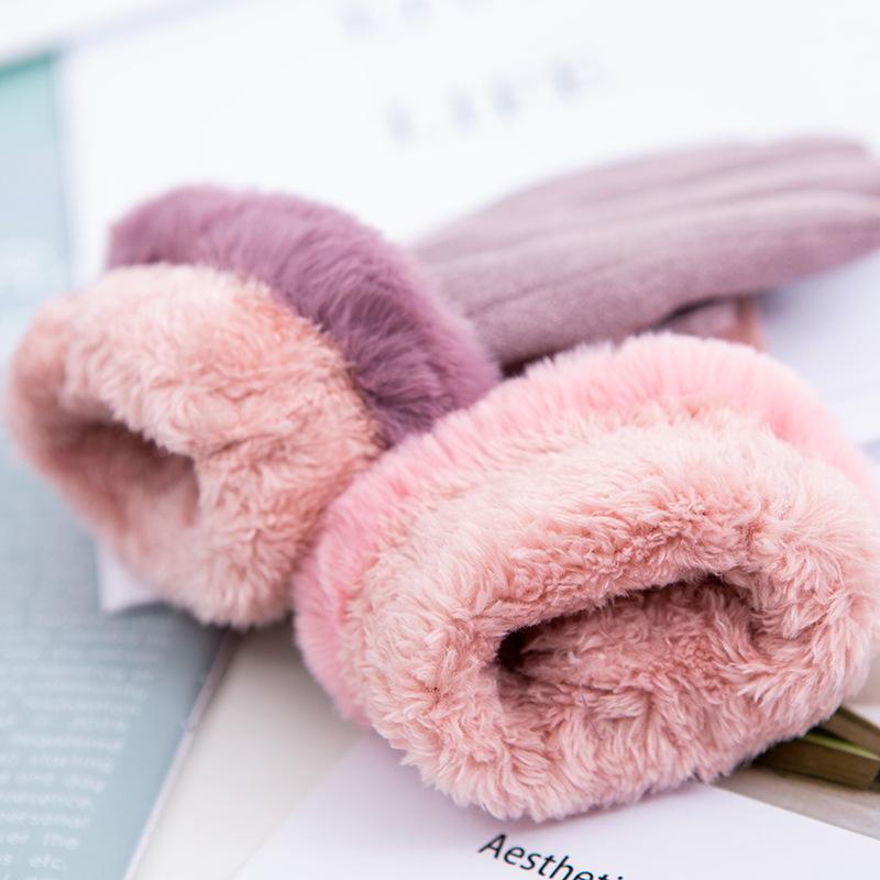 Outdoor Cycling Warm Adult Gloves for Men and Women Autumn and Winter Suede and Arctic Fleece Touch Screen Gloves