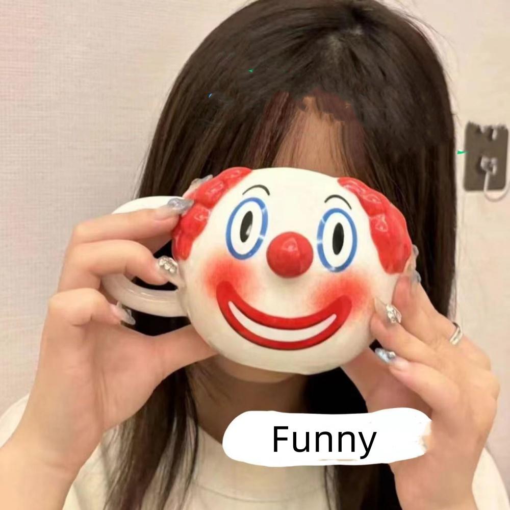 Funny Clown Coffee Mug Halloween Joker Statue Mug Cute Ceramic Clown Mug with Handle 400ml Coffee Cups Water Cup Gifts for Kids 301-400ml