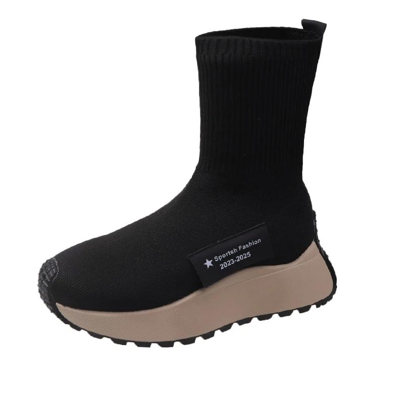 Damskie Botki Botki Skarpety Wsuwane Platformy na Wysokim Obcasie Botas De Mujer Botki Platformowe Buty Damskie