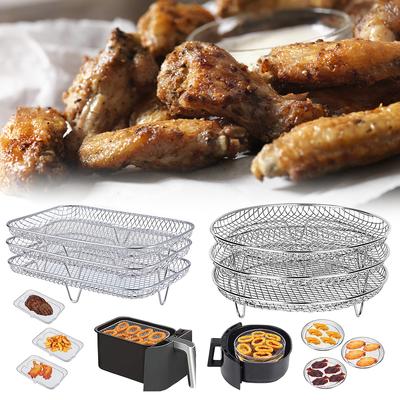 Air Fryer Rack Stainless Steel Steaming Racks Tray Air Fryer Accessories Baking Pan BBQ Gril Roasting Rack Cooking Kitchen Tools