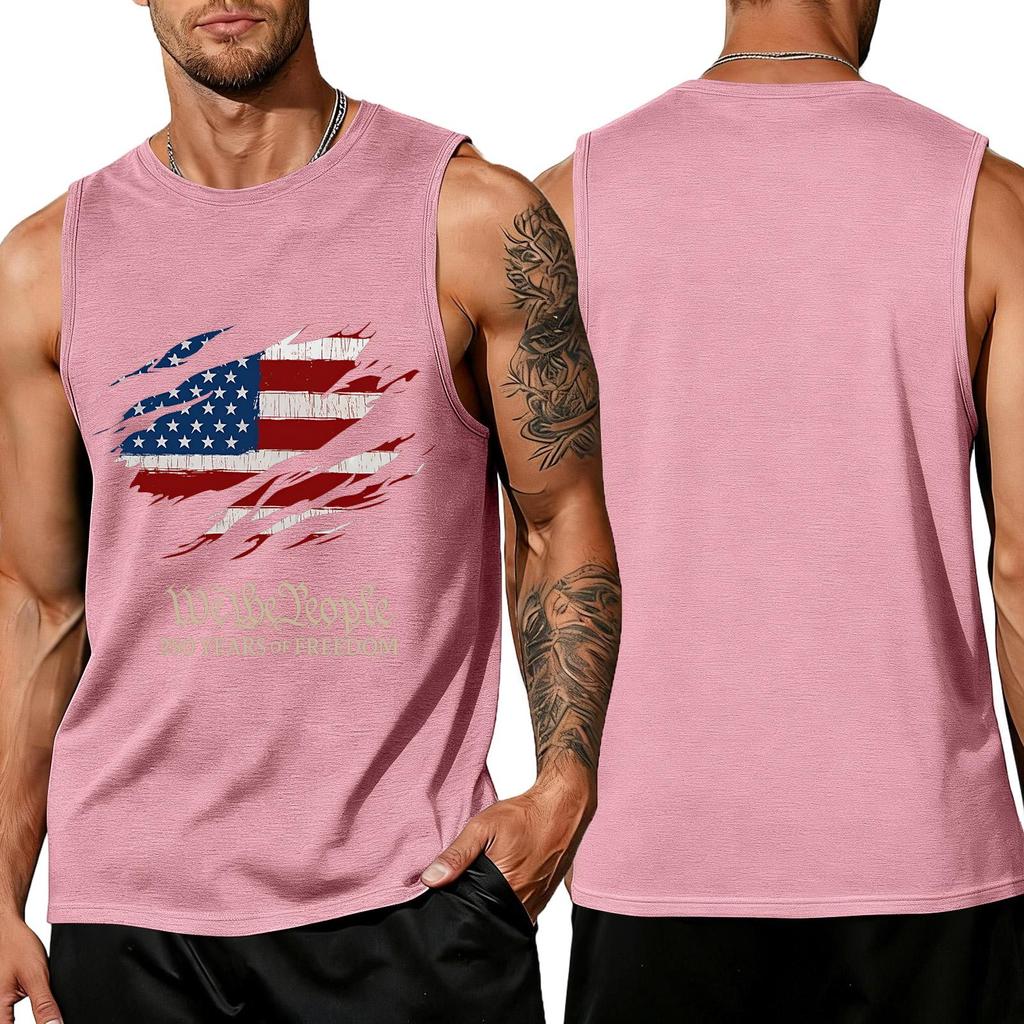 Men 4th Of Shirts USA Muscle Sleeveless Shirt Patriotic Tank Tops