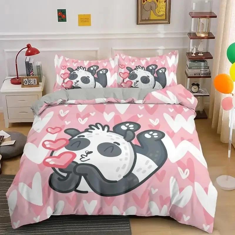 Luxury New 3D Print Bedding Set Panda Duvet Cover Set Teens Boys Girls Cartoon Animal Quilt Cover Queen Size Pillow Case