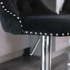 Swivel Velvet Barstools Adjustable Seat Height from 25-33 Inch, Chrome base Bar Stools with Backs Comfortable Tufted, Set of 2,DE1712BK,Black