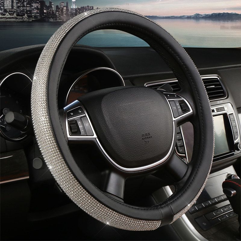 Car Steering Wheel Cover Universal Grip Cover Suitable for Four Seasons Summer Non-Slip Sweat-Absorbent Cute South Korea Fashion Rhinestone Diamond