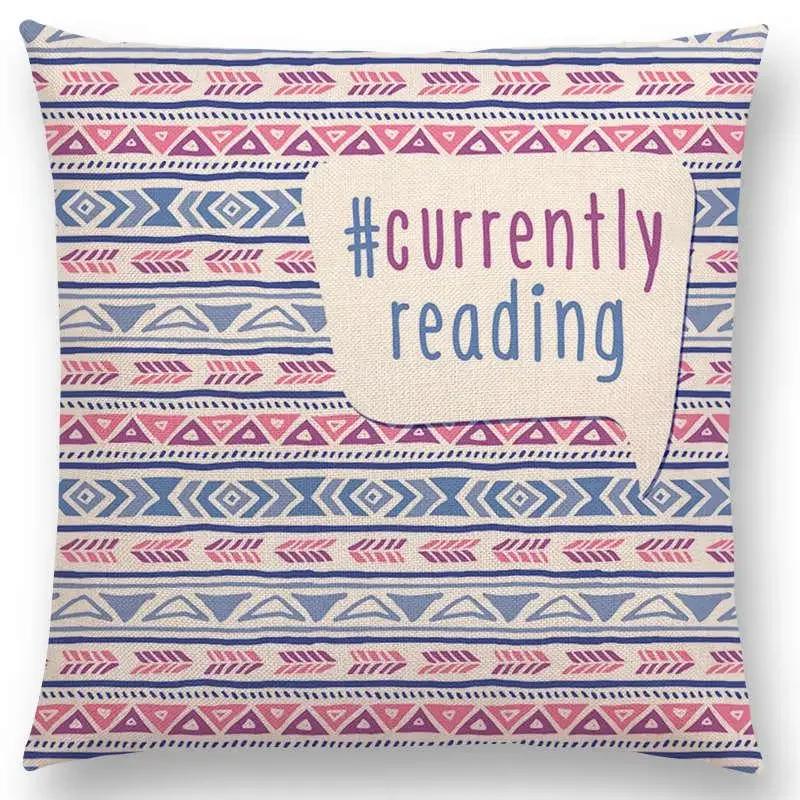 Tea Reading Books Pillow Case Home Decor / Cushion Cover Designer Pillow Cover for Sofa Bedroom Housse De Coussin