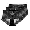 3 Pezzi Lingerie Sexy da Donna Vita Alta Slip in Pizzo Rete Trasparente Boyshorts Slip da Donna