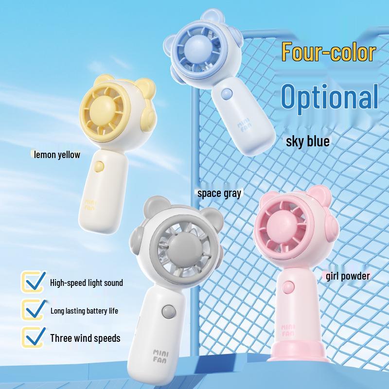 USB Rechargeable Mini Silent Cartoon Handheld Fan for Children - Portable Desktop Electric Toy Fan