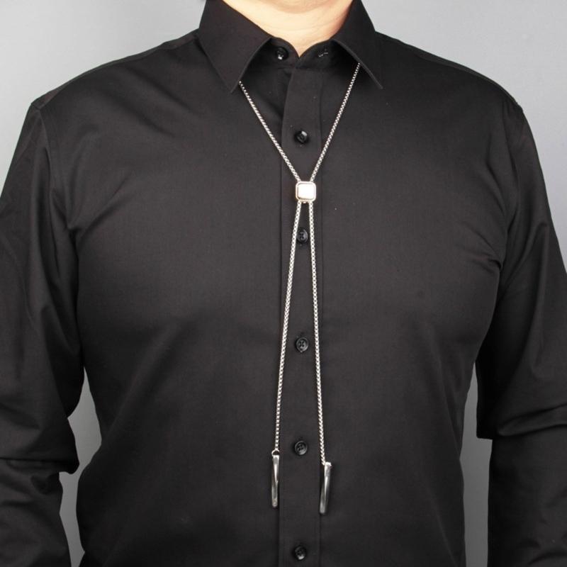 Bolo Tie for Male Western Cowboy Necktie with Small Cube Pendant Decorative