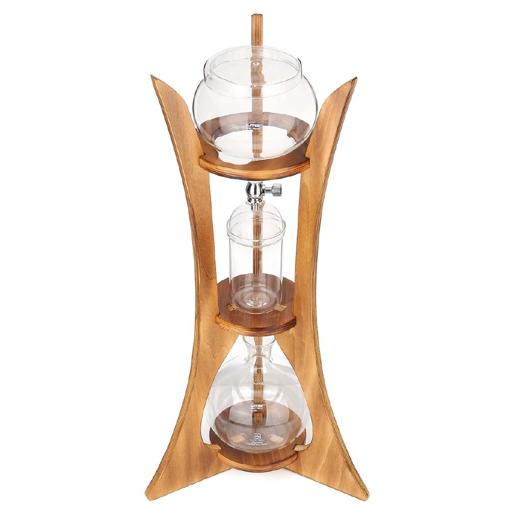 600 ml 8 Tassen Kaltes Tropf-Eis Siphon Kaffeekanne Maker Glas Dutch Brew Maschine Filterpapier Home Küche Kaffee Werkzeug Holzrahmen