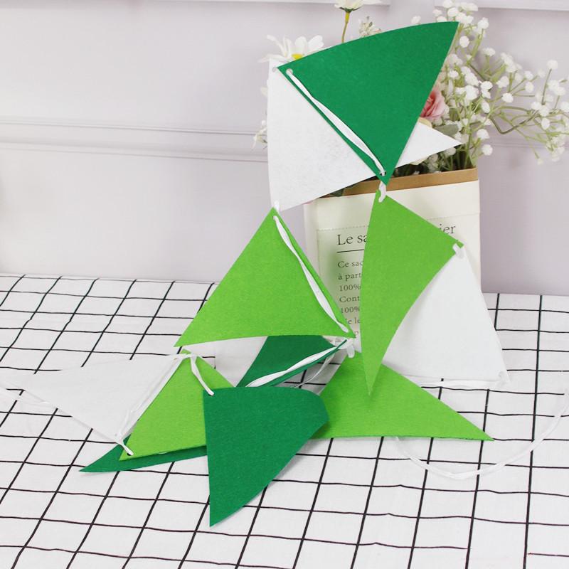Forest Style Felt Triangle Party Flags In Brown, Blue, and Green