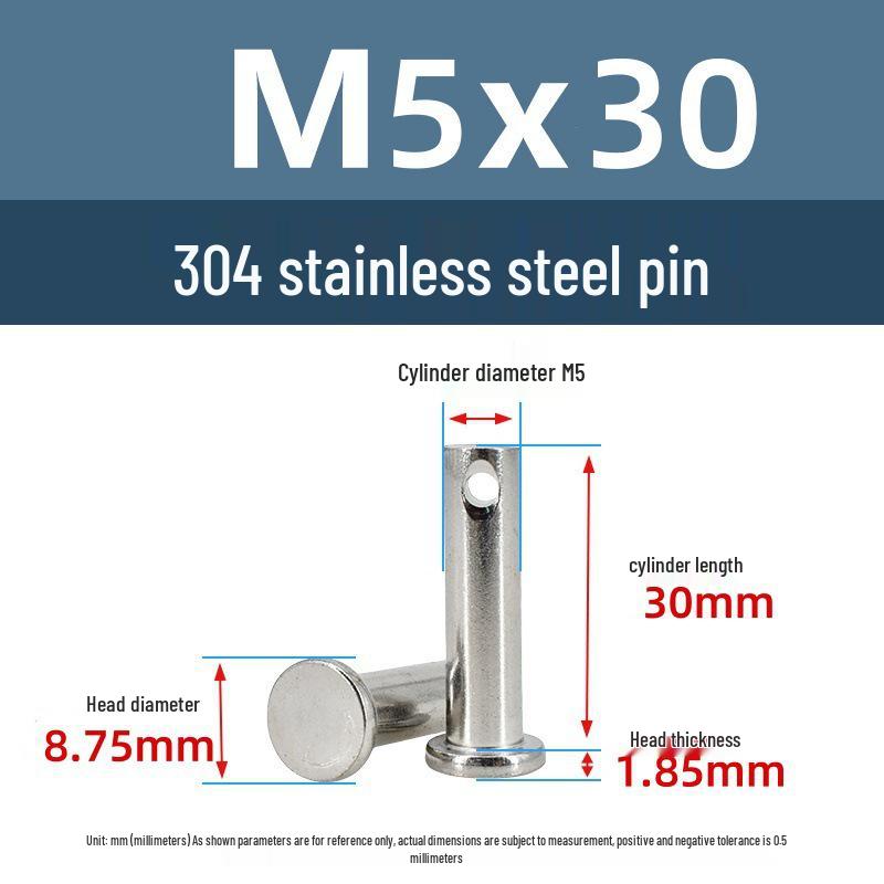 304 Stainless Steel Cylindrical Flat Head Positioning Pin with Hole (M3-M10)