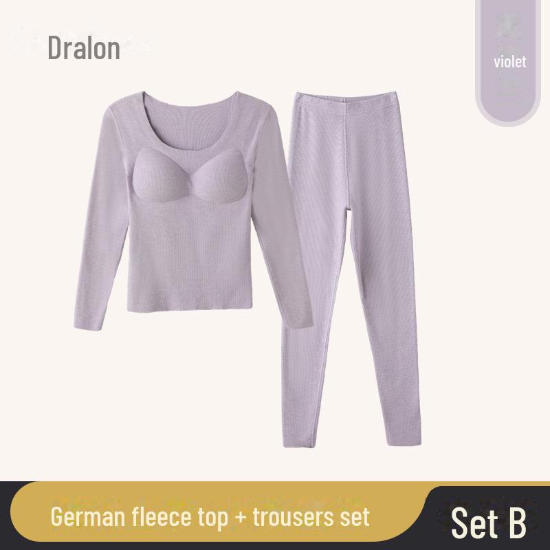 2023 Women's Seamless Autumn Thermal Set: German Velvet Warm Top & Pants