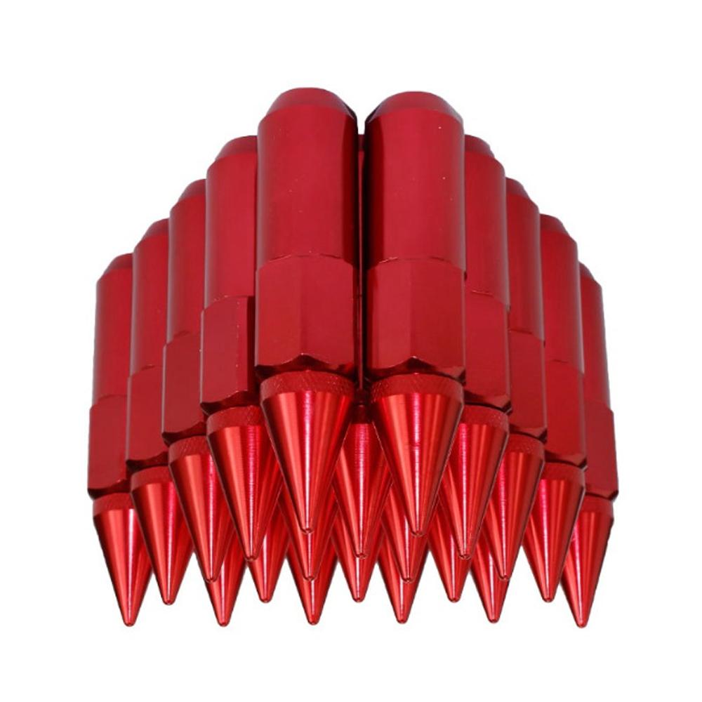 20pcs M12X1.5 Spiked Aluminum 60MM Extended Tuner Wheels Rims Lug Nuts Car Accessories красный