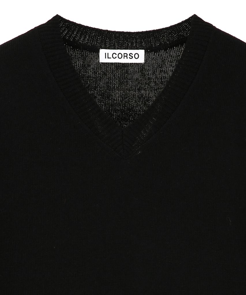 IL CORSO Lambswool Cozy V-Neck Knit Black Iesw5F001Bk