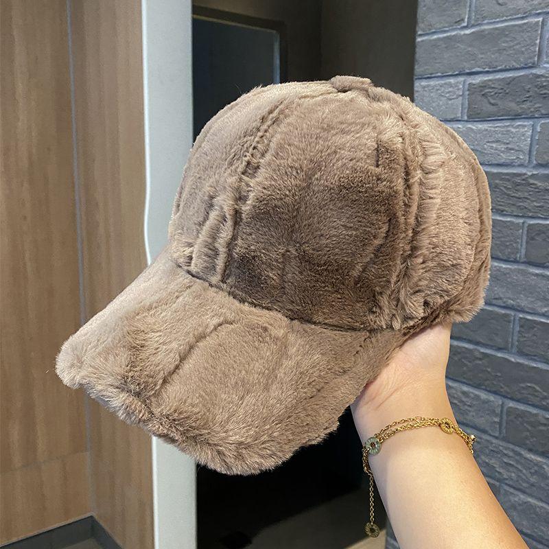 

Нова плюшева бейсболка жіноча осінньо-зимова потовщена тепла та вітрозахисна кепка з козирком ONE SIZE кавовий