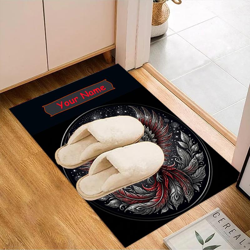 1PC Custom Name Phoenix Artwork Theme Floor Mat Ideal for Living Room, Game Rooms, Office, Bedroom,Floor Mat Playful Design