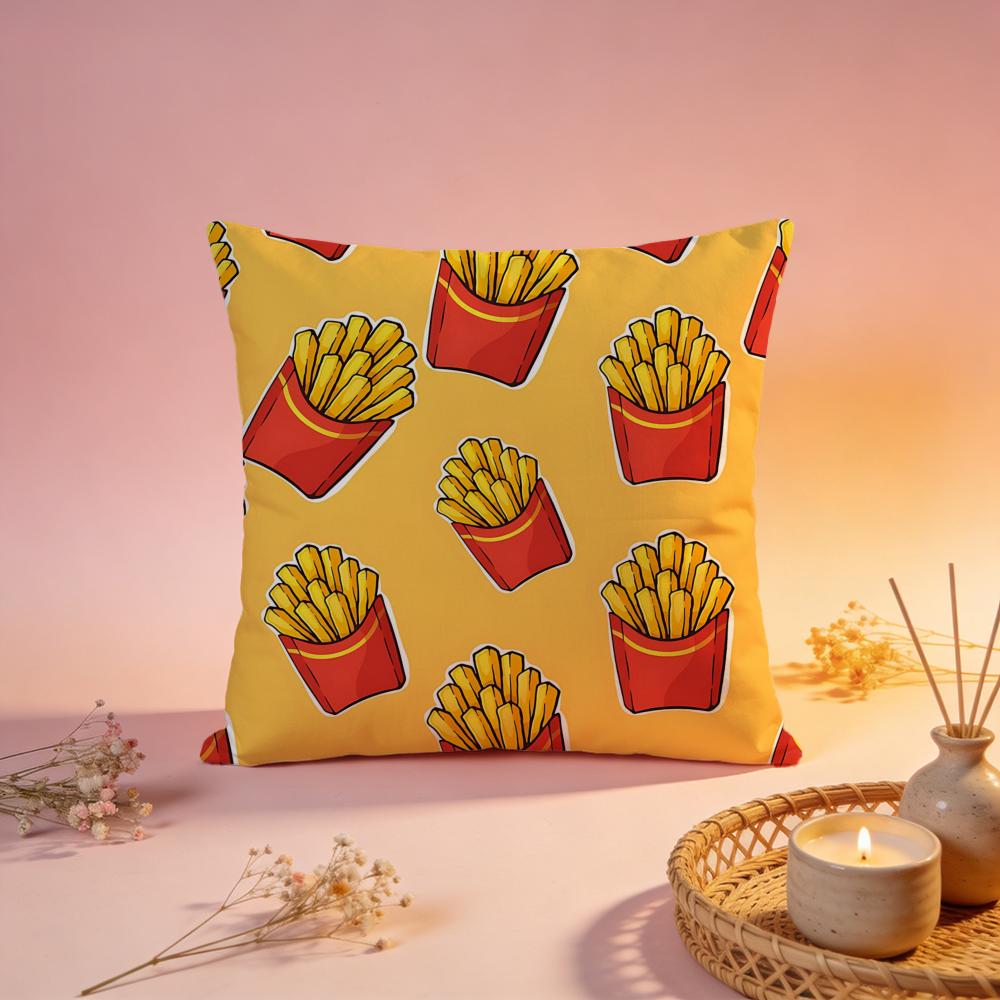 Fun Fast Food French Fries Cushion Cover Comfortable Durable Pillow Cover MultiScene for Home Office Car Sofa