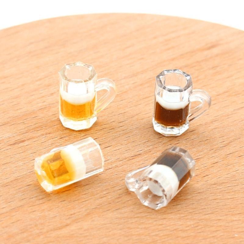 62KD 10 Pieces Simulation Beer Cups Mini Doll House Decor Dinnerware Gift for Kids