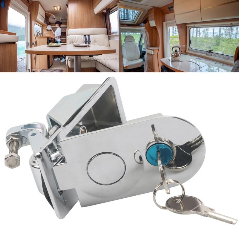 Door Lock Hardware with Push Button Operation, Key Cylinder and Metal Bracket for Compartment Door Service Use