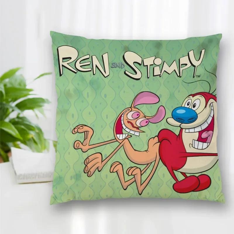 Hot Sale Custom Decorative Pillowcase Ren and Stimpy Cartoon Square Zippered Pillow Cover Best Nice Gift 40x40cm