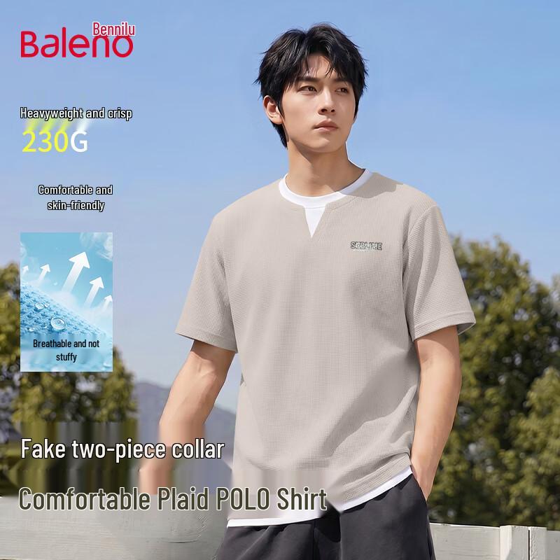 Baleno Men s Waffle Knit Breathable Short-Sleeve T-Shirt L