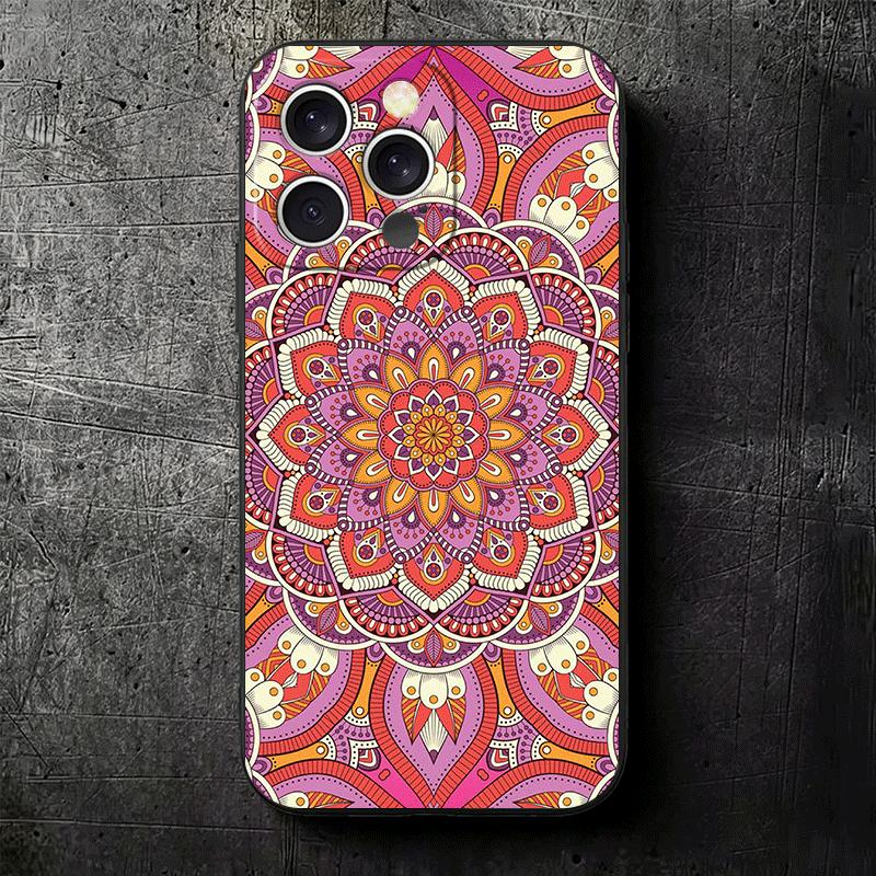 Mandala Style Pattern Soft Phone Case for iPhone 16 16E 17 Air 15 Pro Max 14 Plus 13 Mini 11 12 7 Black Cover Back Shell