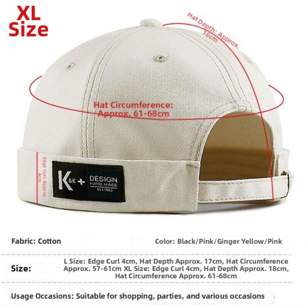 XL 62 Cap Big Head Hat Without Visor Docker Brimless Hats Vintage Beanie Hat for Men Women