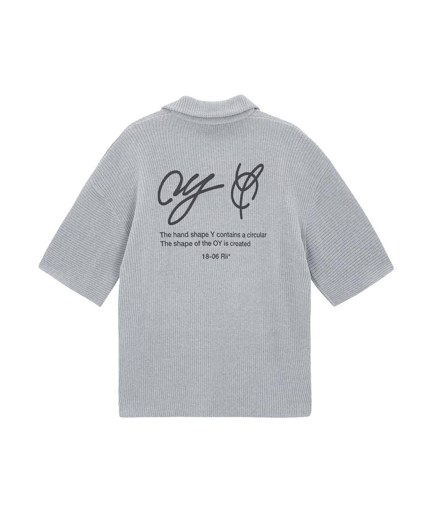 Opeunyadeu(Owai) Logo Zipper Turtleneck Half Knit - Grey