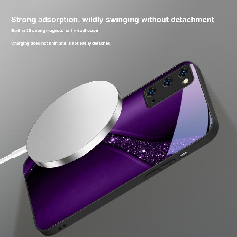 Brilliant golden galaxy For Magsafe Samsung S25 S25 Edge S25Ultra S8 9 10 20 S21 Pro 22 Plus S23 FE S24 Ultra Glass Phone Case