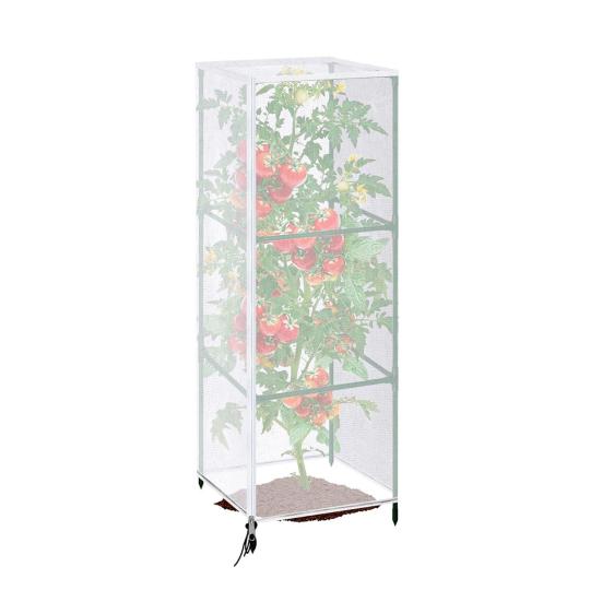 Garden Netting Plant Cover Square Tomato Cage Cover Breathable Mesh Insect Bird Barrier Netting with Zipper And Drawstring for Protecting Plants