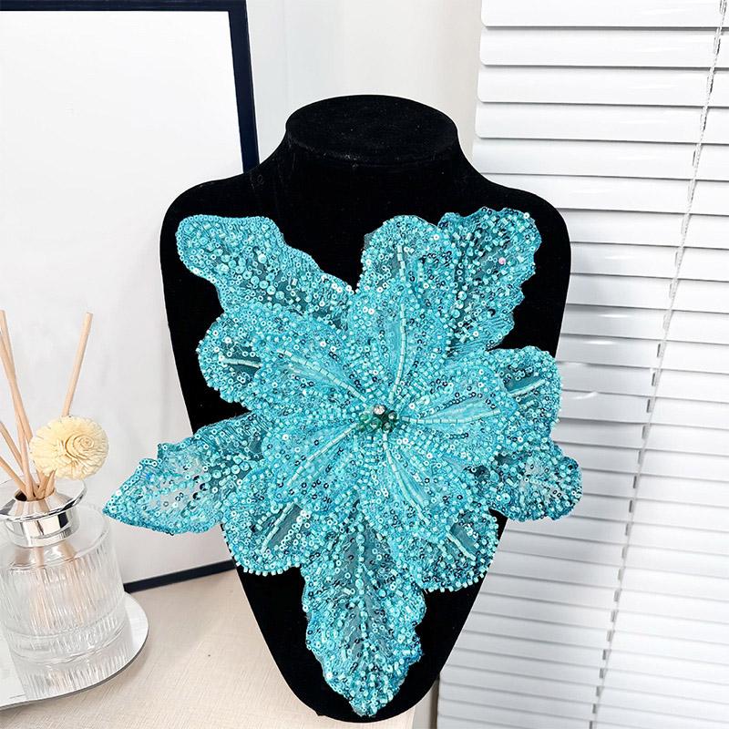 

1 шт. аппликация ткань для одежды полиэстер многослойный корсаж бисерные цветочные кружевные нашивки пайетки швейный материал