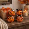 Detailed Resin Sculptures Halloween Pumpkin Ghost Bat Skull Figurine, Cute Retro Dark Home Accents Tabletop Ornaments for Party Shelf Mantels