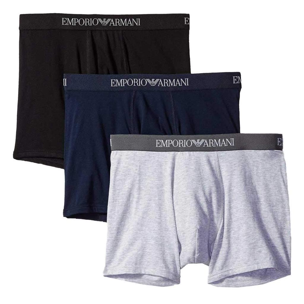 Emporio Armani Boxer Briefs, 3-Pack, 111611, Grey/Black/Navy, Size Small [Parallel Import]