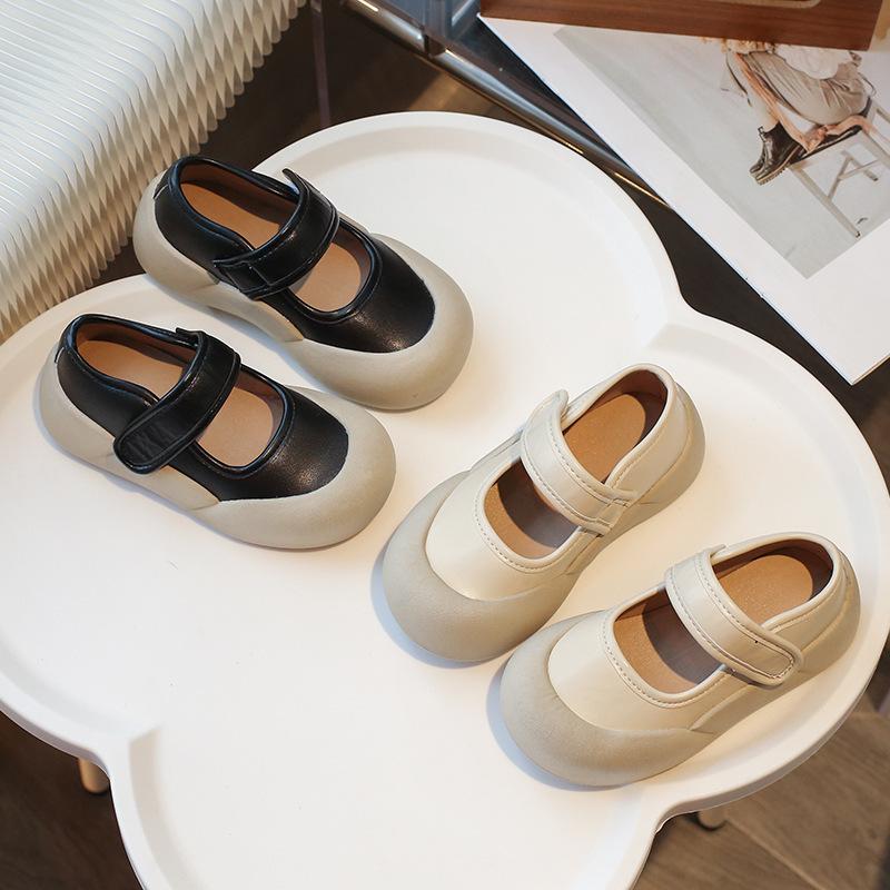 Children's Mary Jane leather shoes 2025 spring and summer new boys and girls foreign style little white board shoes ugly cute big head single shoes