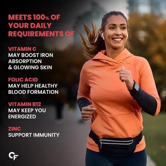 Carbamide Forte Chelated Iron Supplement for Women and Men | Folic Acid Tablets for Pregnancy | 60 Veg Tablets for Hair Growth with Iron Bisglycinate