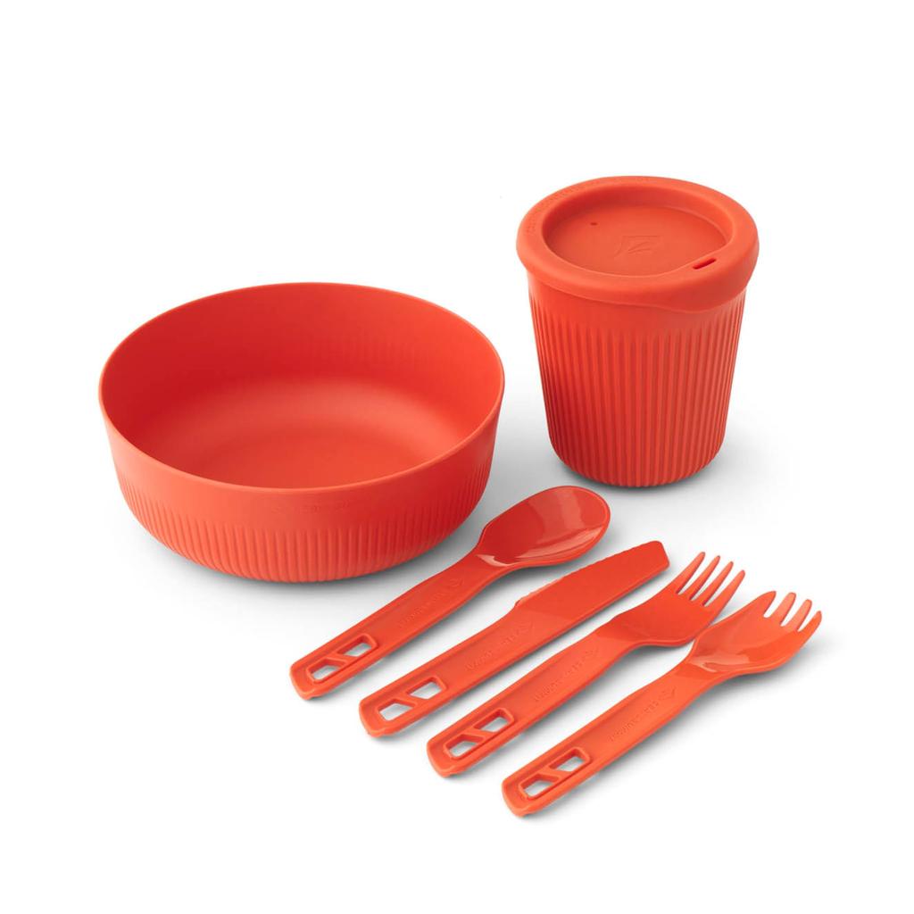 Sea to Summit Passage Single Person Camping Tableware Spicy Orange Set, Bowls, Cups, Utensils,