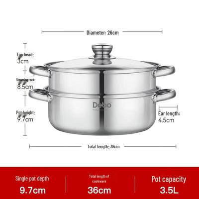 DeBo Laina 304 Edelstahl Suppentopf & Doppelschicht Dampfgarer Set