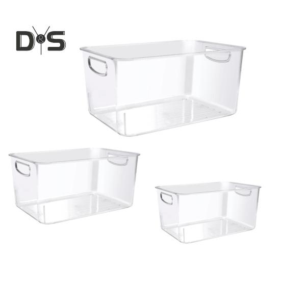 

1/3 шт. очень большие прозрачные пластиковые контейнеры для хранения, прозрачный органайзер со встроенной ручкой, большой емкости акриловый органайзер, квадратный контейнер 1 Set