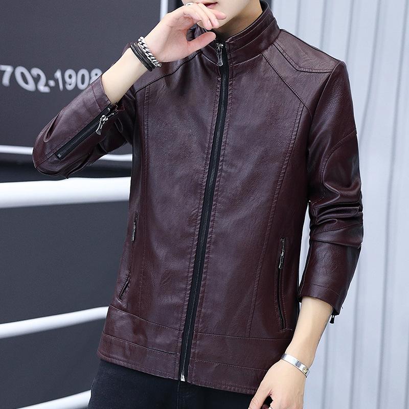 Spring and Autumn Leather Jacket Men's Trend Locomotive Leather Jacket Men's Leather Jacket Spring and Autumn
