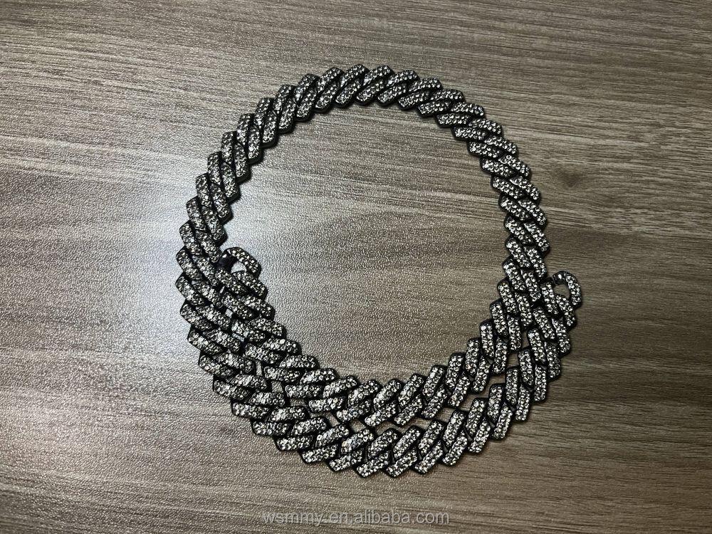 New Design Rhinestone Diamond Necklace for Men Mixed Inlaid Gold Iced Out Baguette Cuban Link Chain