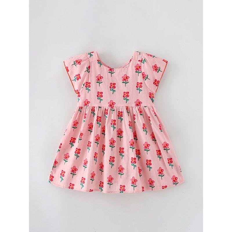 24-Year-Old Girl's Summer Pink Floral Baby Dress, Summer Princess Dress for 3-6 Year Old Children, Children's Dress