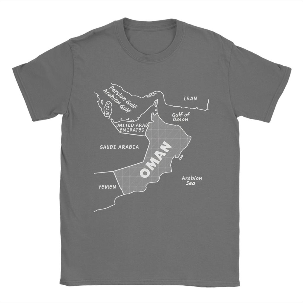 Men TShirts Oman Map Minimalist Line Art Vintage Cotton Tees Short Sleeve Arabian Peninsula Geography T Shirt Clothing