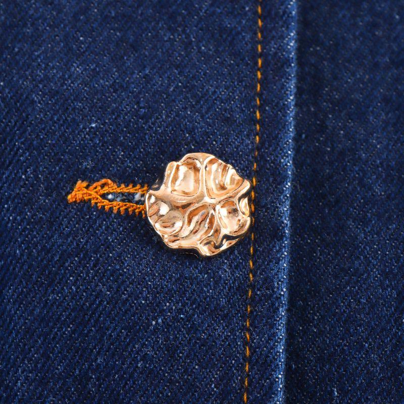 Kaslead New Women Clothes Western Style Gold Button Denim Vest Shorts 6164109 6164112