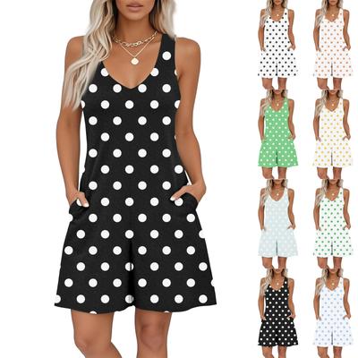 Women's V-neck Printed Sleeveless Jumpsuit Spring And Summer Casual Jumpsuit Shorts