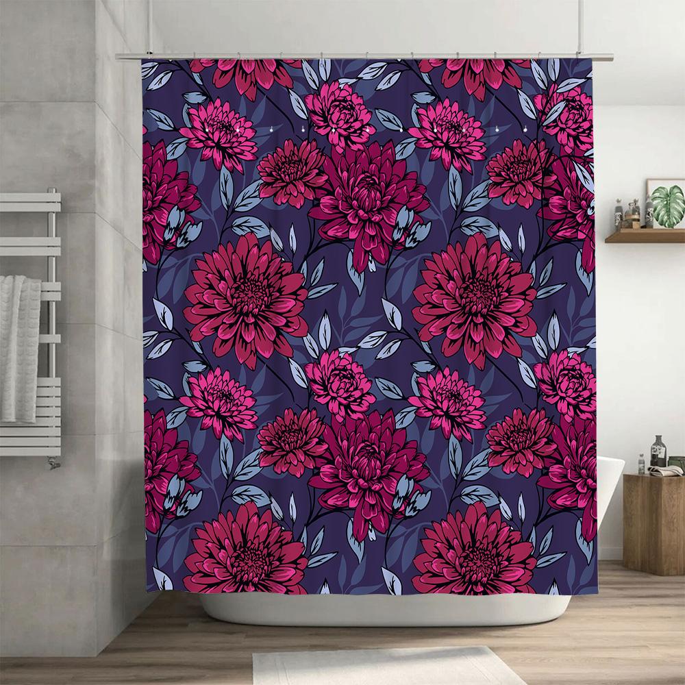 Beautiful Pink Floral Shower Curtain Set for Bathroom Decor Waterproof Fabric with Hook Rings Various Size Options Available