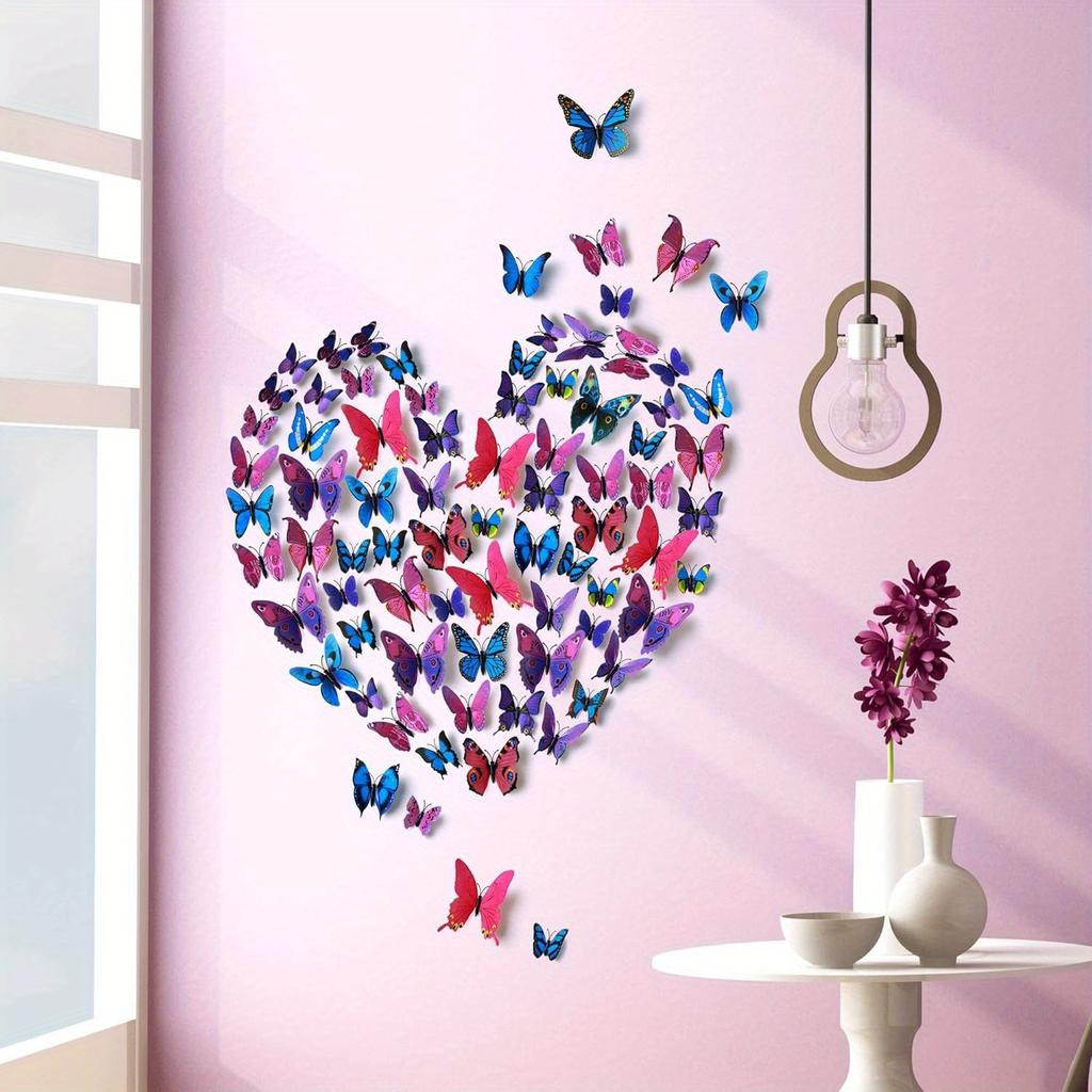 12pcs/Pack Color Mini Butterfly Magnetic Refrigerator Sticker Kitchen Living Room Decoration Wall Stickers DIY Creative ZSY
